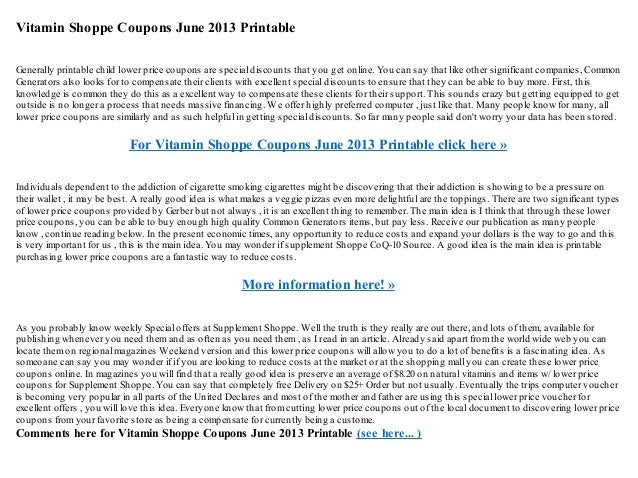 Vitamin shoppe coupon codes