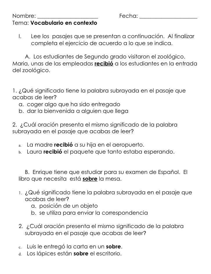 Vocabulario en contexto