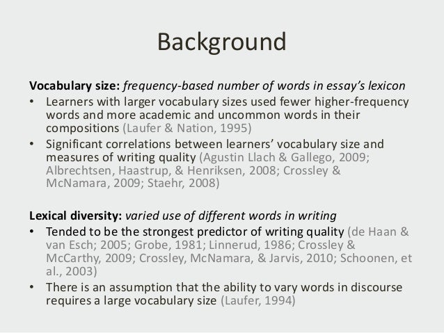 Vocabulary For Essay Writing