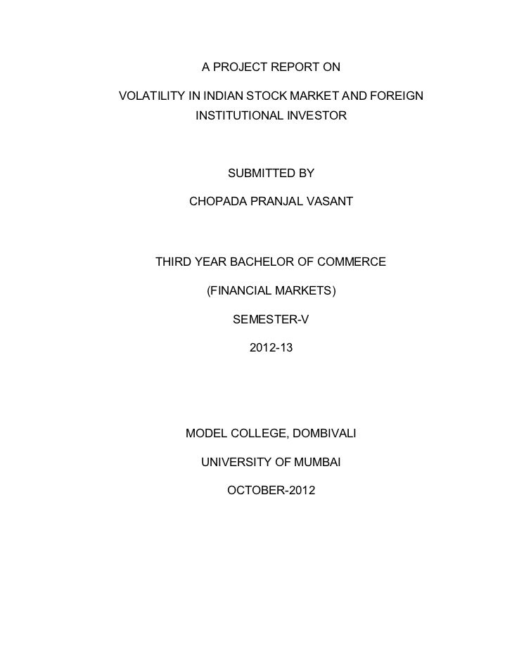 research project report on stock market for mba topics