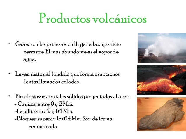 Resultado de imagen de productos volcánicos