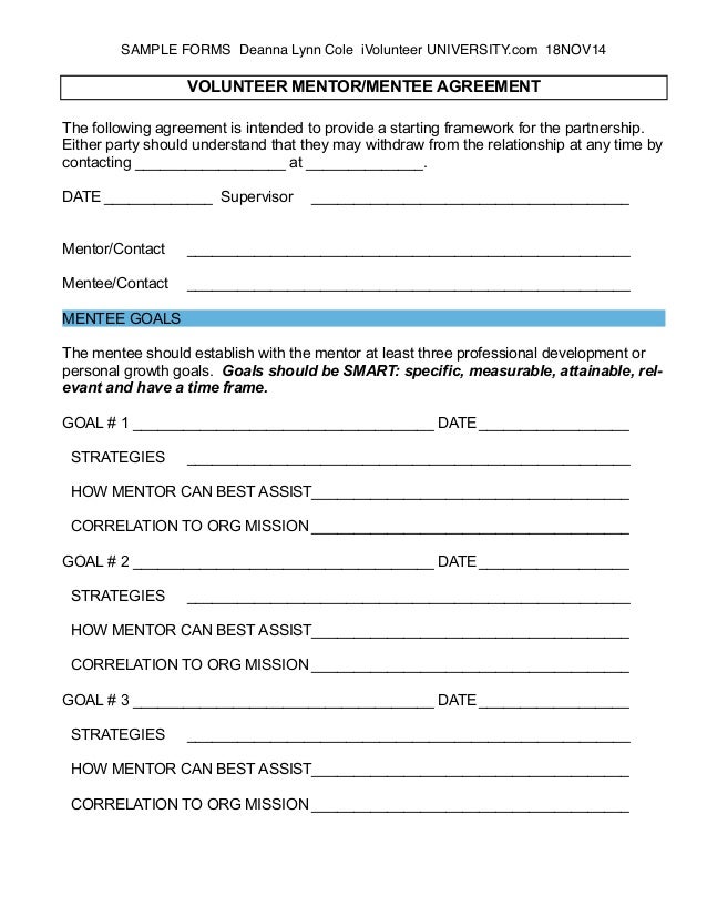 mentorship agreement template introducing a volunteer mentoring program part i mentorship agreement template introducing a volunteer mentoring program part i