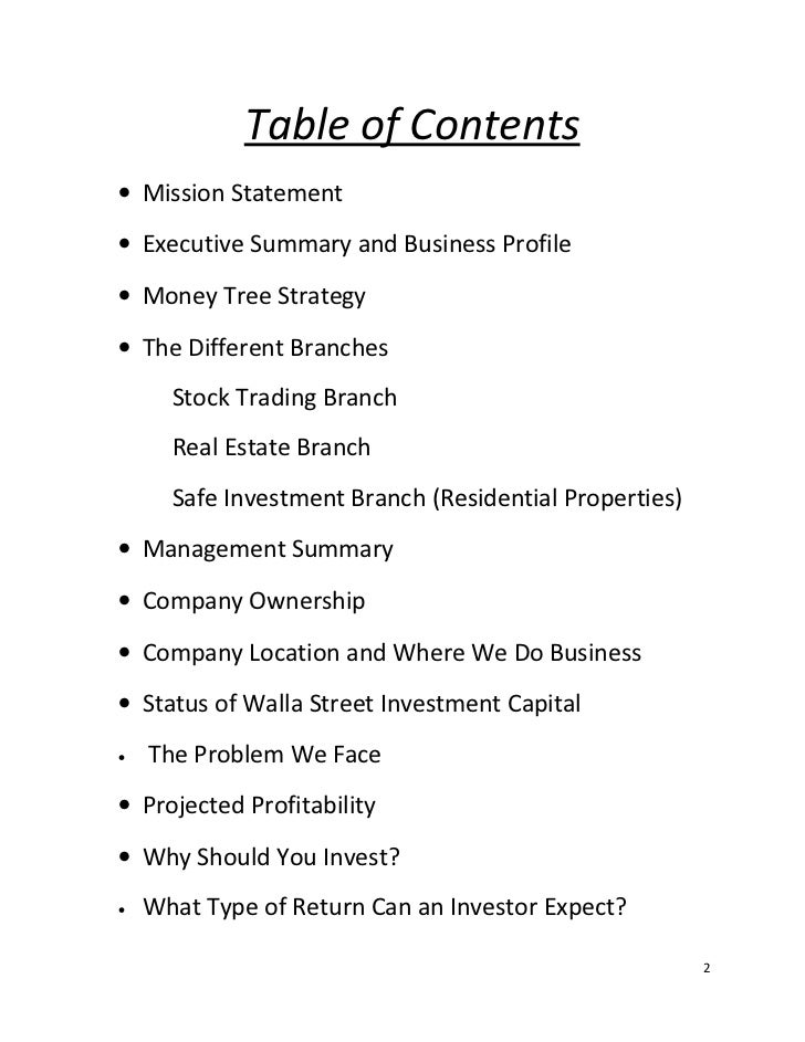 Business plan and investors