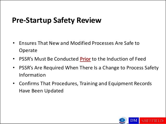 Pre start up safety review checklists