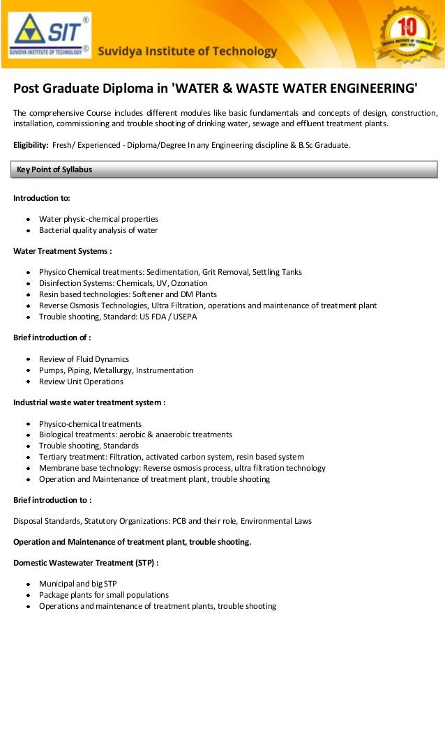 Diploma Course in Water & Waste Water Engineering in Mumbai