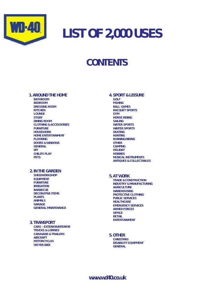 Wd 40 2000+Uses List
