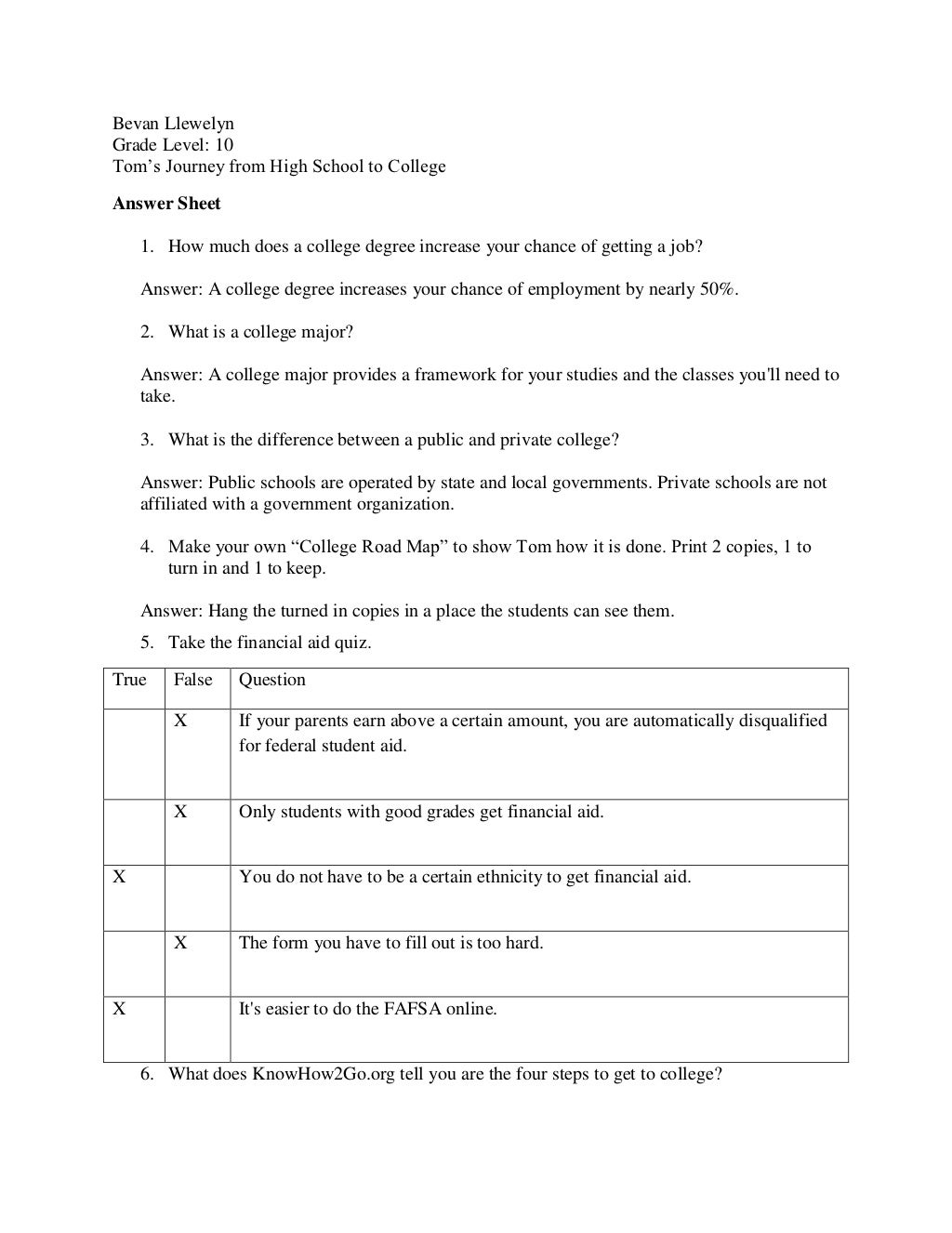 Webquest College Answer Sheet Webquest College Answer Sheet