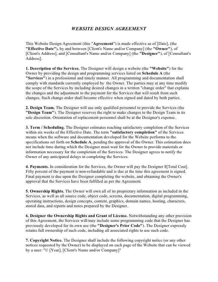 Website Design Agreement Template Website Design Agreement Template