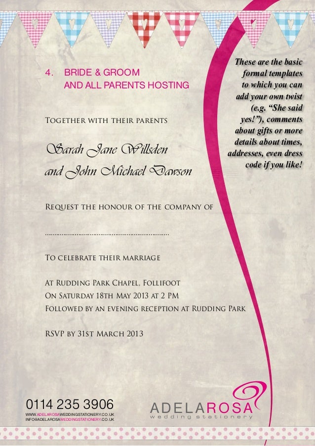 Wedding invitation wording uk both parents