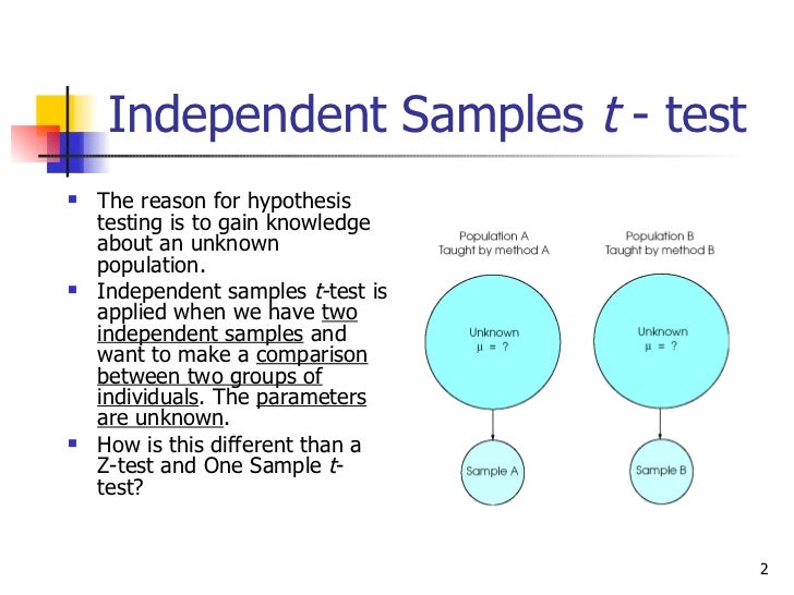 t sample ... 2. Independent Samples t ...