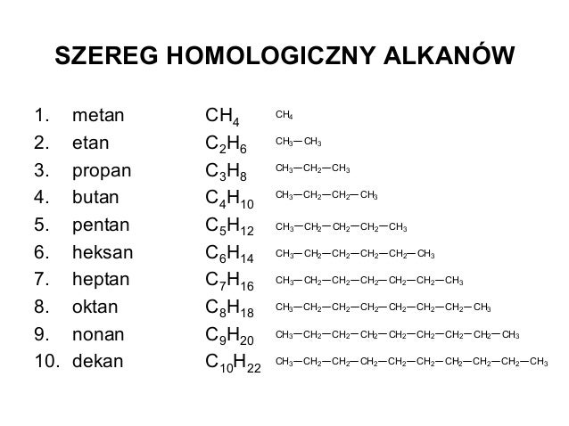 Szereg Homologiczny Alkanów Do 10 Wegl 1