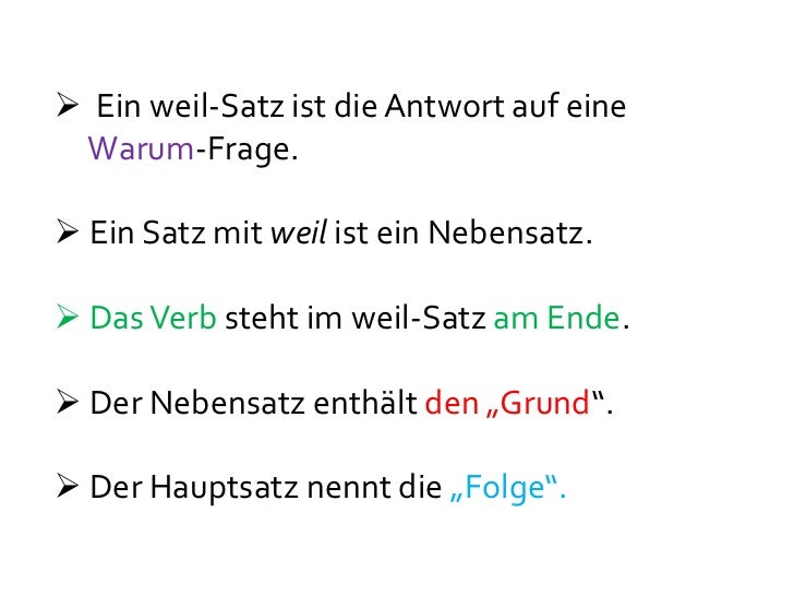 Nebensätze mit weil