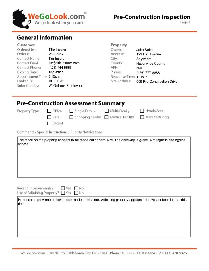 inspection report templates