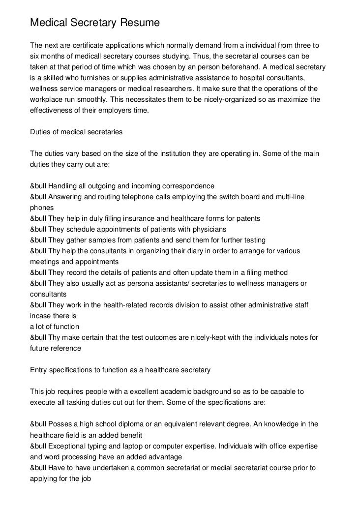 medical secretary resume examples medical secretary resume medical secretary resume template