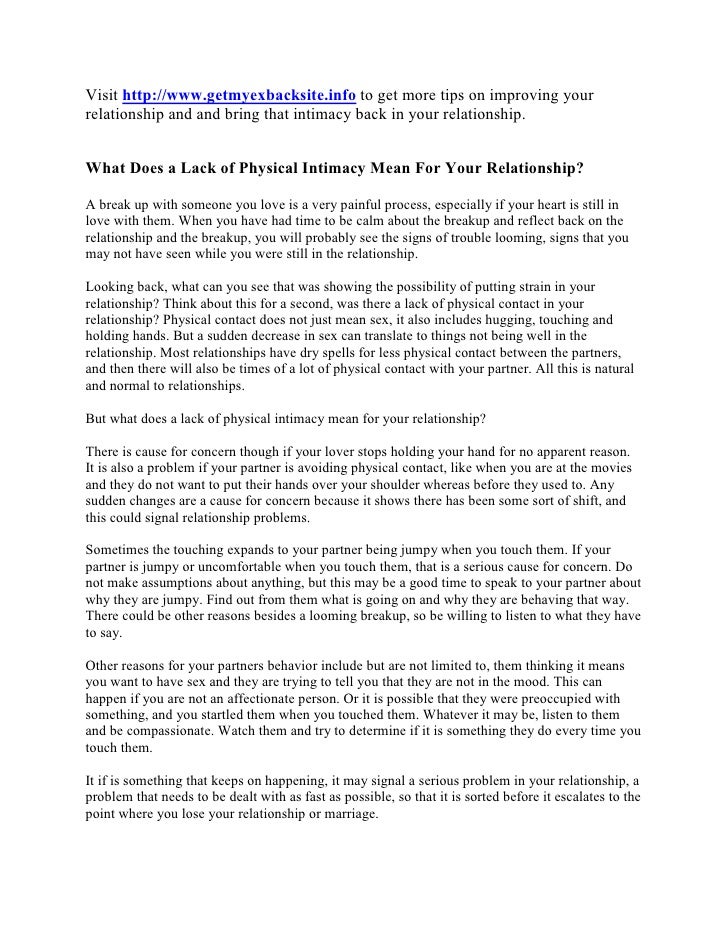 What does a lack of physical intimacy mean for your relationship