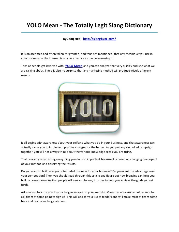 What does yolo mean