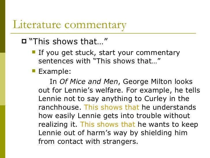 Commentary in an essay