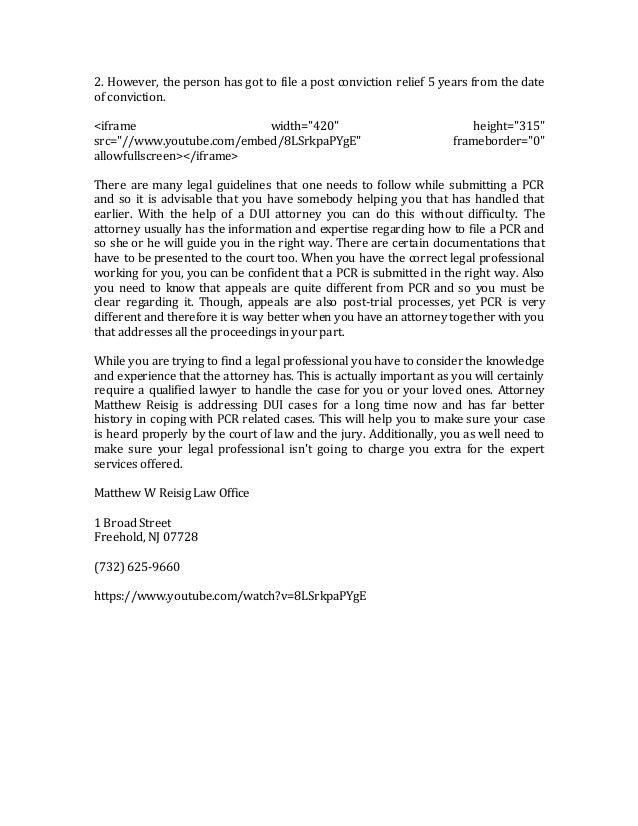 relief post form conviction