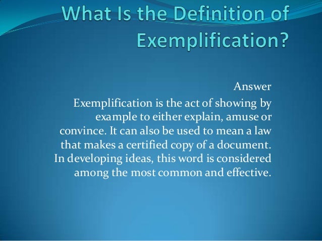 What is exemplification essay