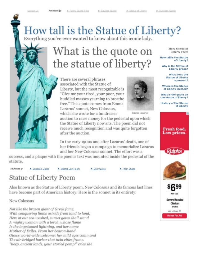 What is the quote on the statue of liberty