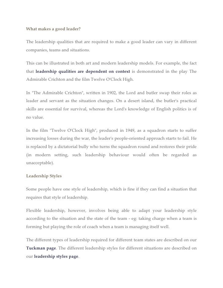 qualities of a good leader essay