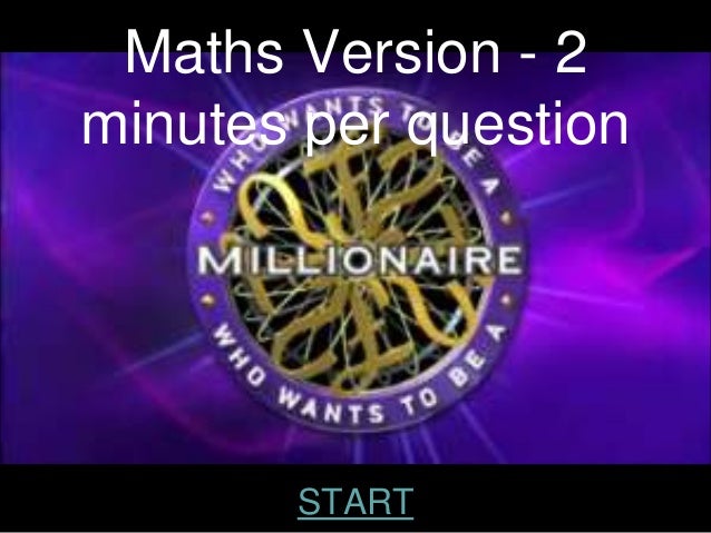 Who wants to be a millionaire maths game year 3