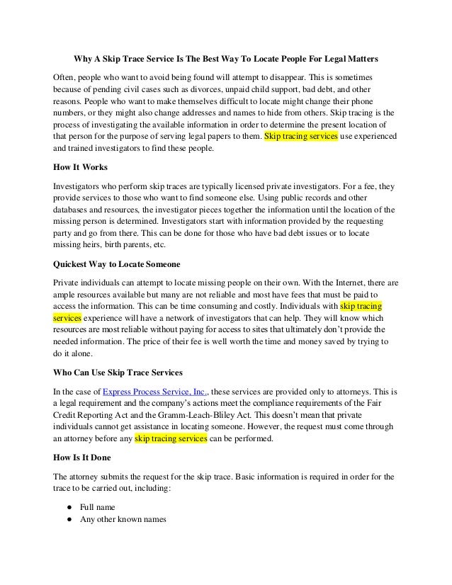 skip tracer resume
