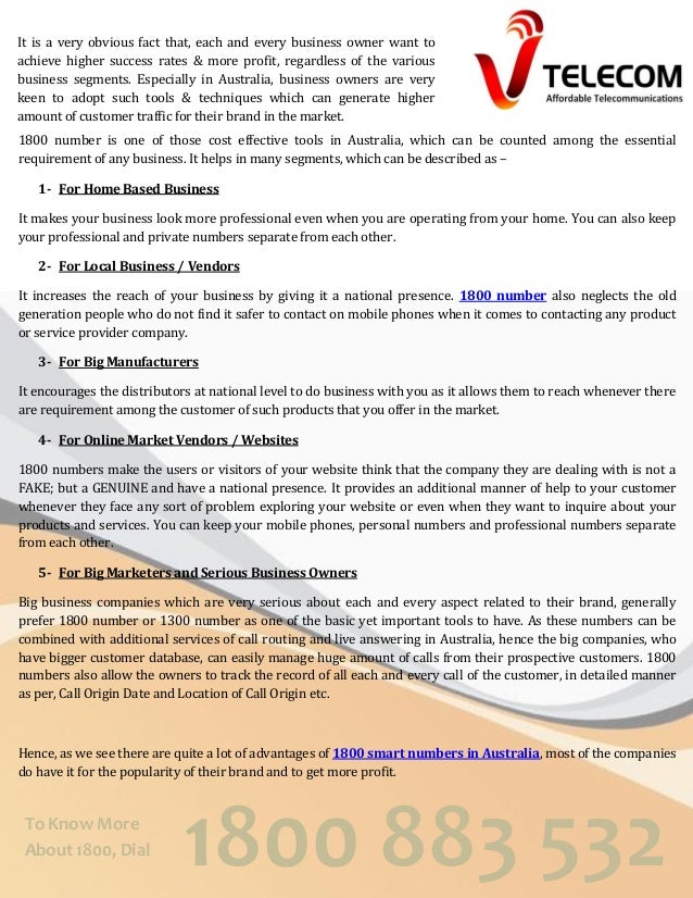 Why every business segment require a 1800 number Why every business segment require a 1800 number