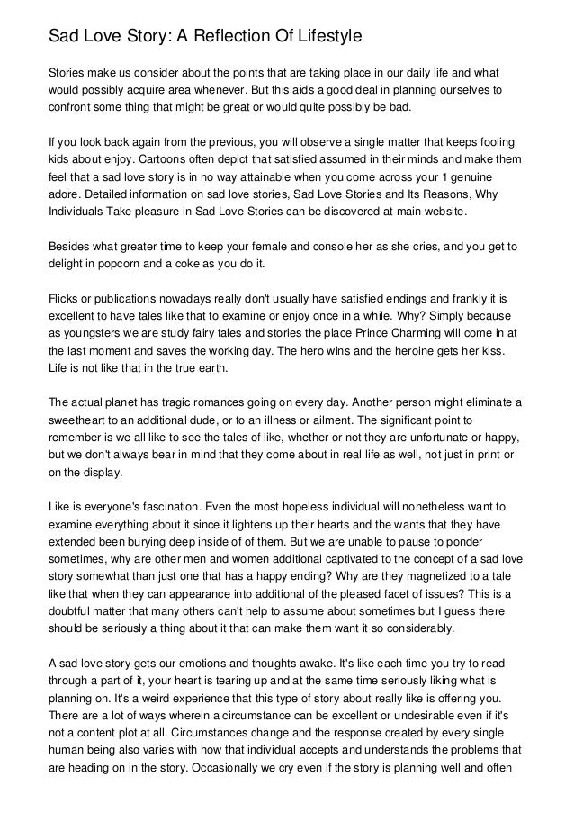 Narrative Essay Papers Essay About Sad Love Story Popular Best Essay Topics For High School also English Essay Question Examples Short Sad Love Story Essay Sad Love Story Free Essays Importance Of English Essay