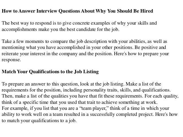 Sample essay about why should we hire you