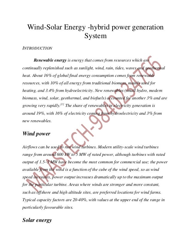 SOLAR PROJECTS ABSTRACT-Wind solar energy -hybrid power generation sy
