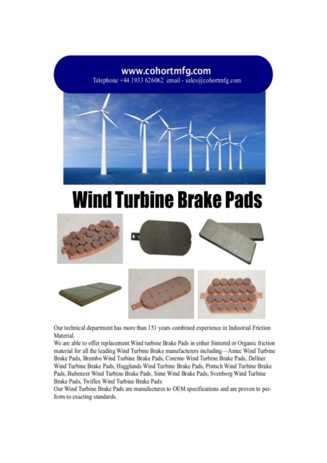 Wind turbine brake pads