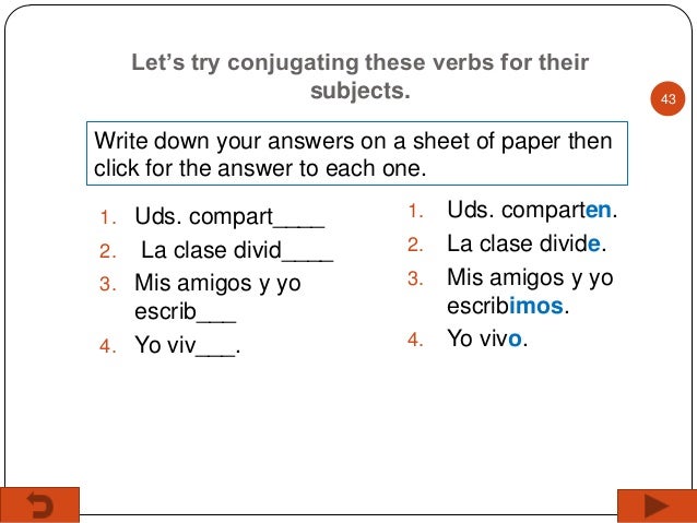 wk 6 spanish i regular present tense verb conjugation yo tu ella nosotros vosotros ellos chart