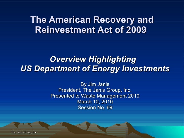 american recovery and reinvestment act of american recovery and reinvestment act of