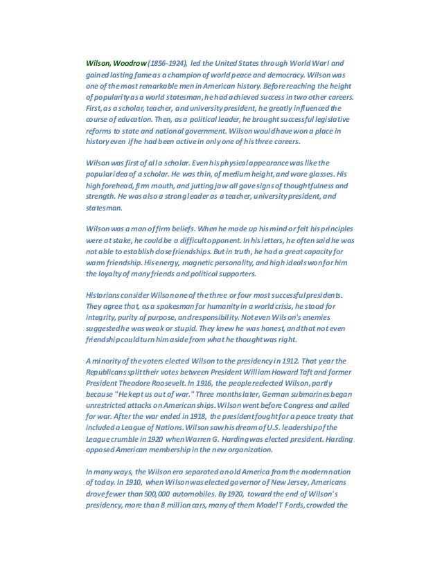 Woodrow wilson essay