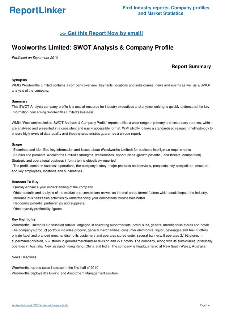 woolworths marketing plan woolworths marketing plan