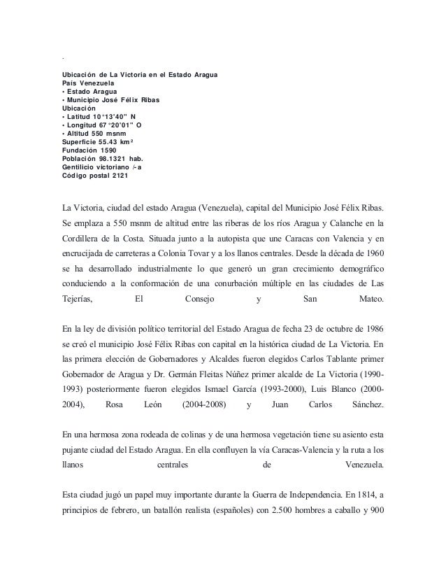 LA VICTORIA EN EL ESTADO ARAGUA la victoria en el estado aragua: