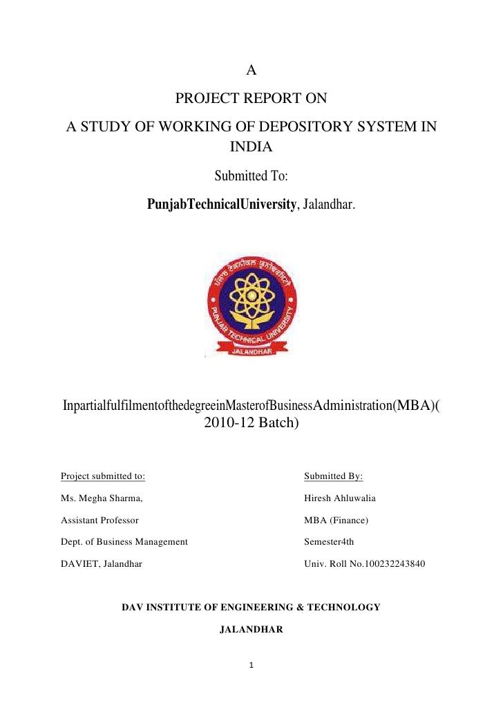 Depository system of stock trading in india