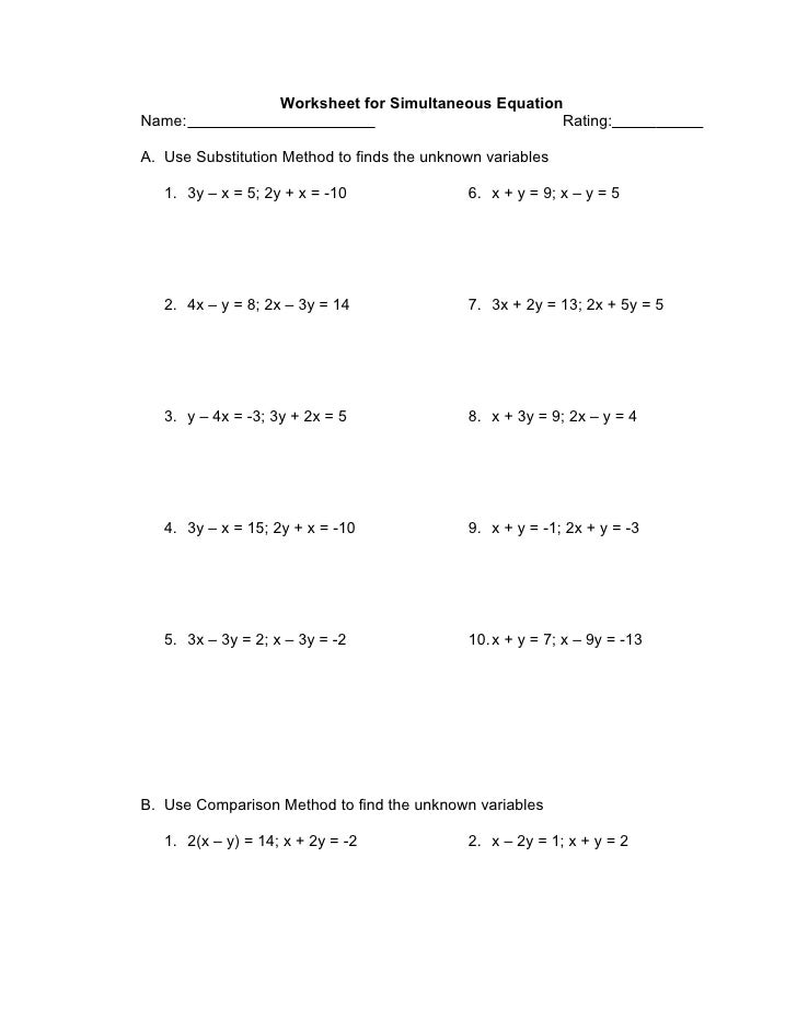 simultaneous equations word problems worksheet