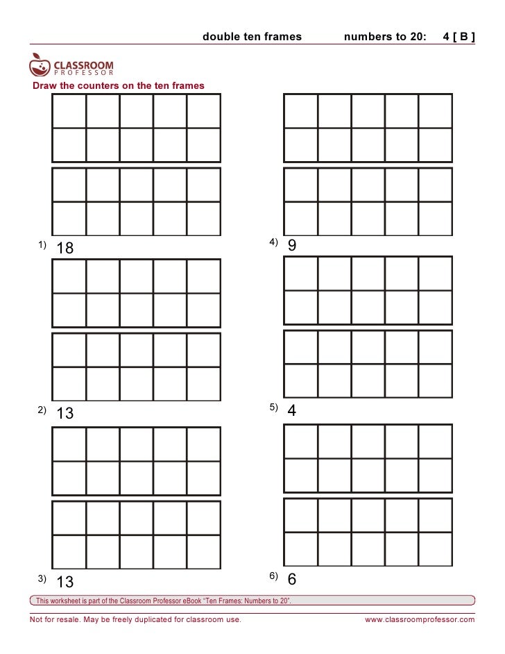 Worksheets ten frames