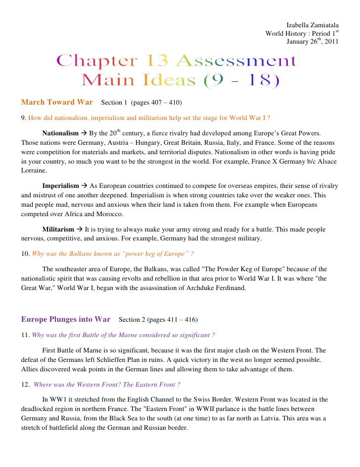 World history chapter 13 assessment main ideas (918)
