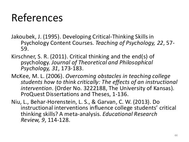 Examples of critical thinking questions in psychology