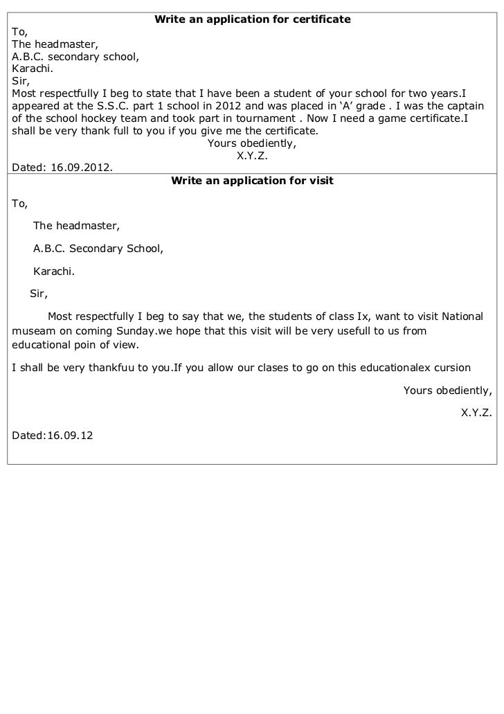 Writing of application letter