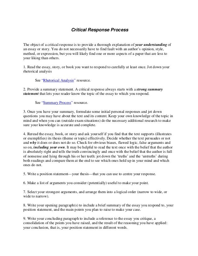 Analytical response essay
