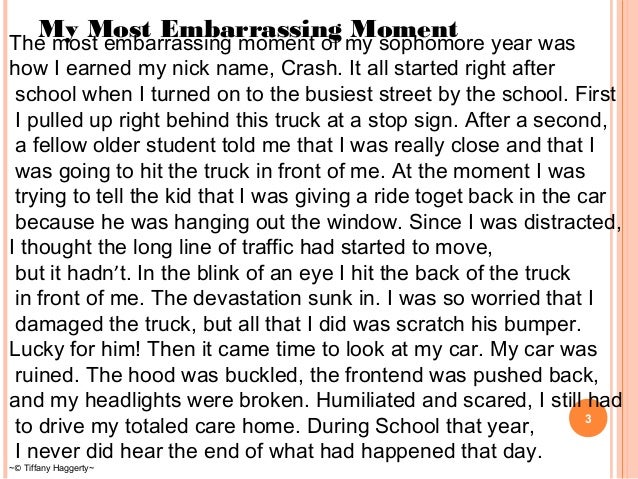 Narrative essay about an embarrassing moment
