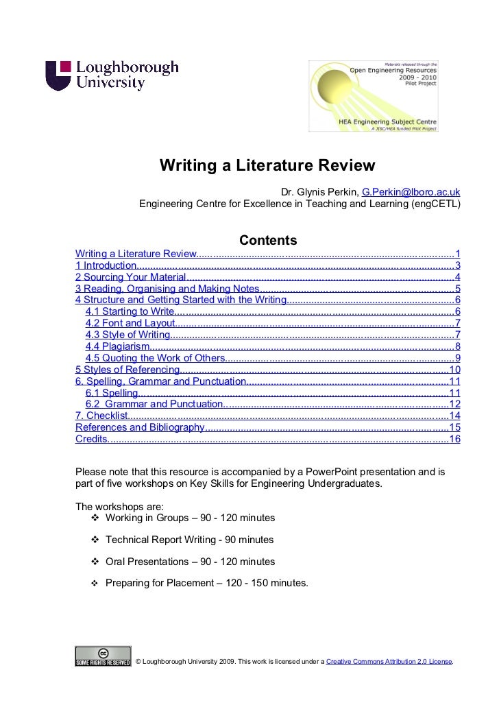 Literature review outline example