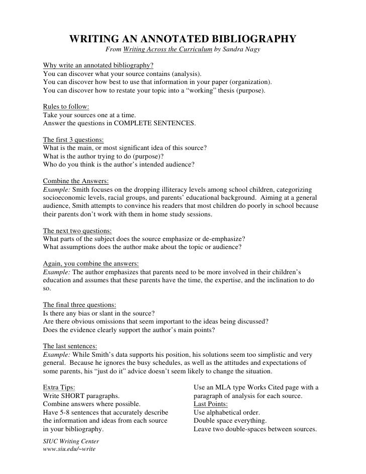 Examples of writing an annotated bibliography