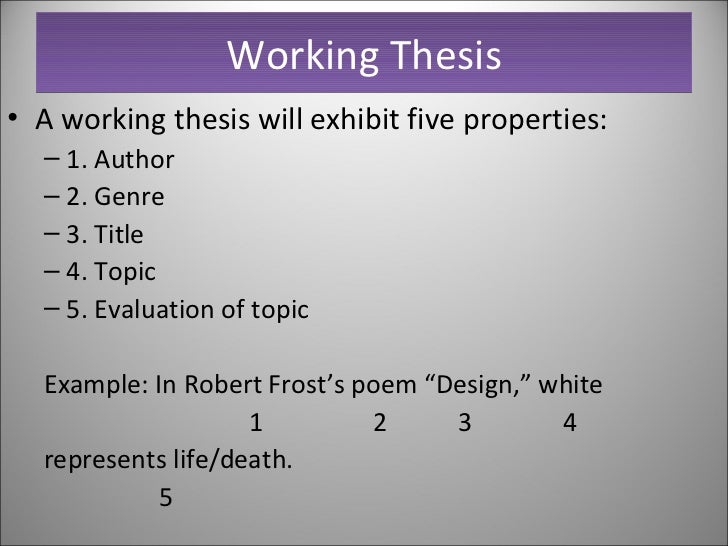 Thesis Statements Creating a Working Thesis Statement