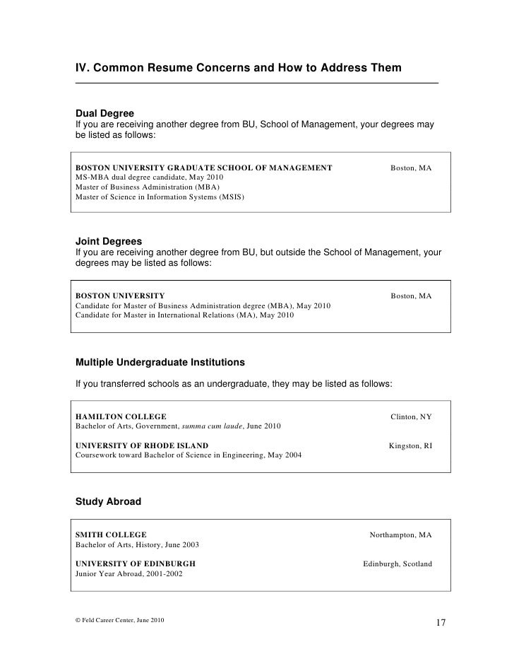 Resume two degrees from one school