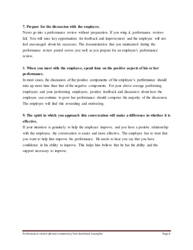 Performance review examples pdf image